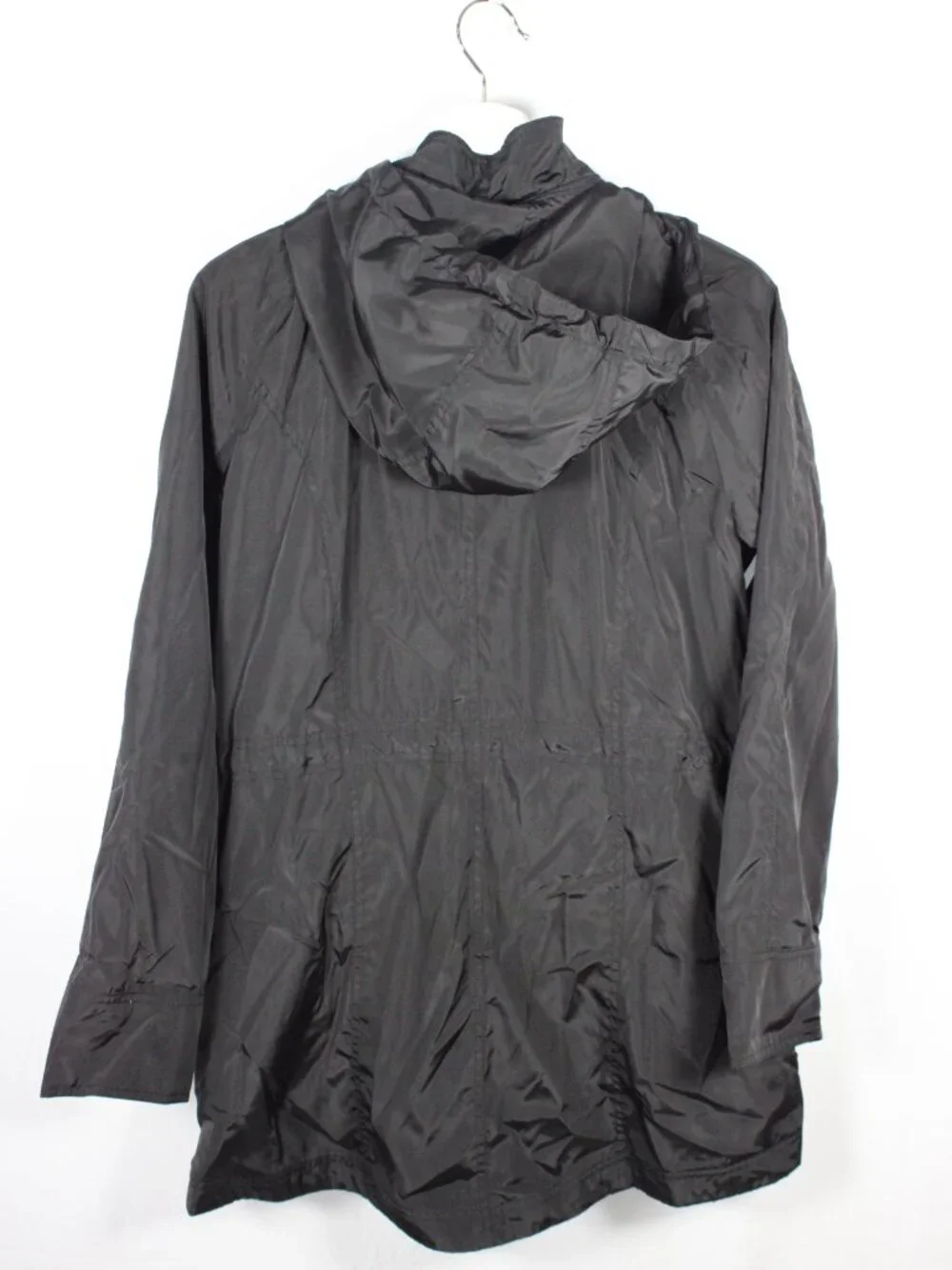 Michael Kors Hooded Raincoat Jacket Size Medium Black Polyester Coat Pockets